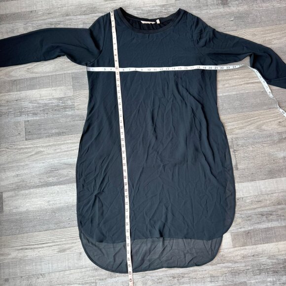 Soft Surroundings Black Sheer Very Long Tunic Top Size Large Side Slit, Lined B5 - Picture 4 of 7